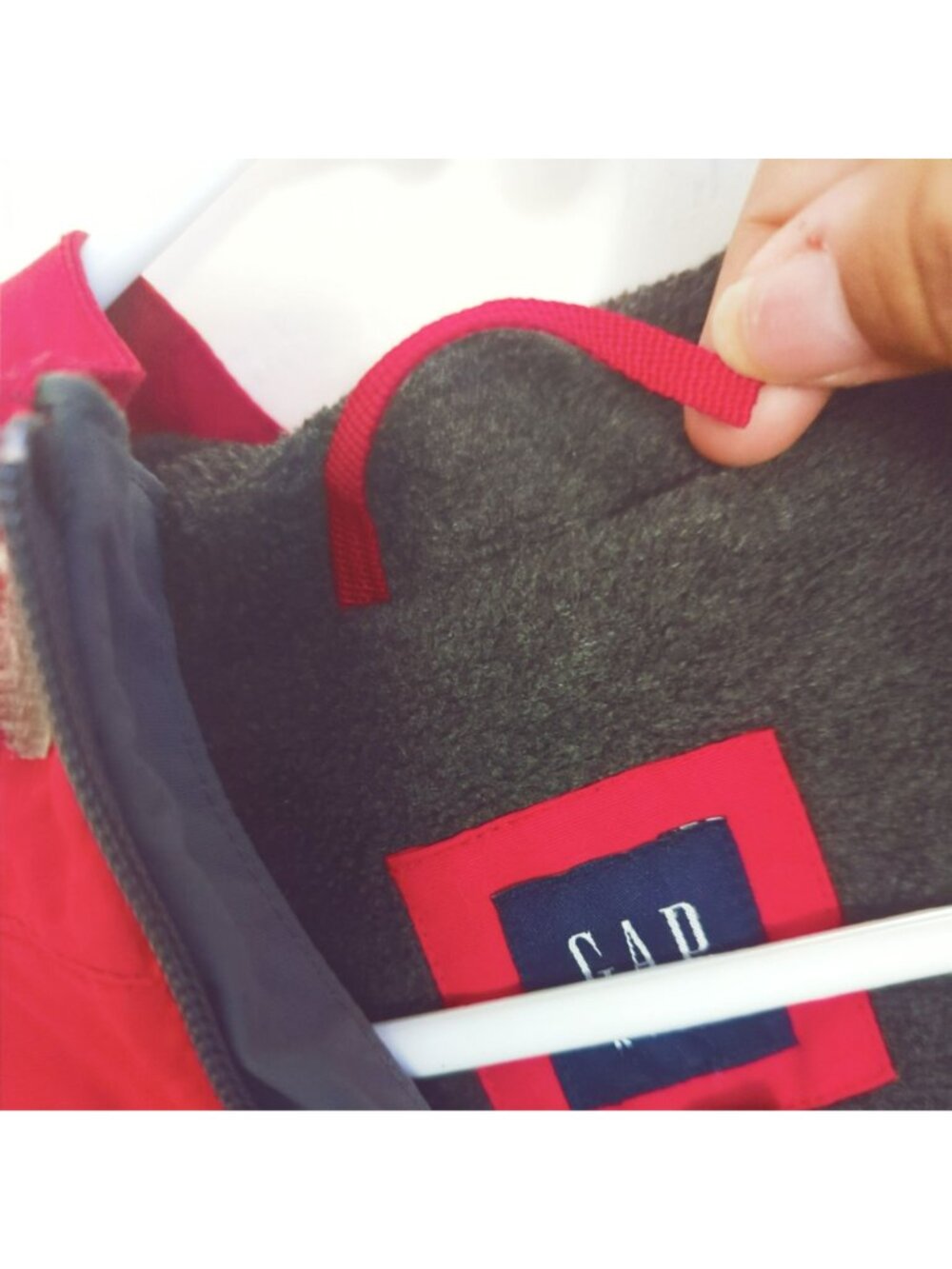 Gap Kids Boys Hooded Fleece Lined Colorblock Winter Jacket Red/Gray Size 14/16 - Picture 7 of 9